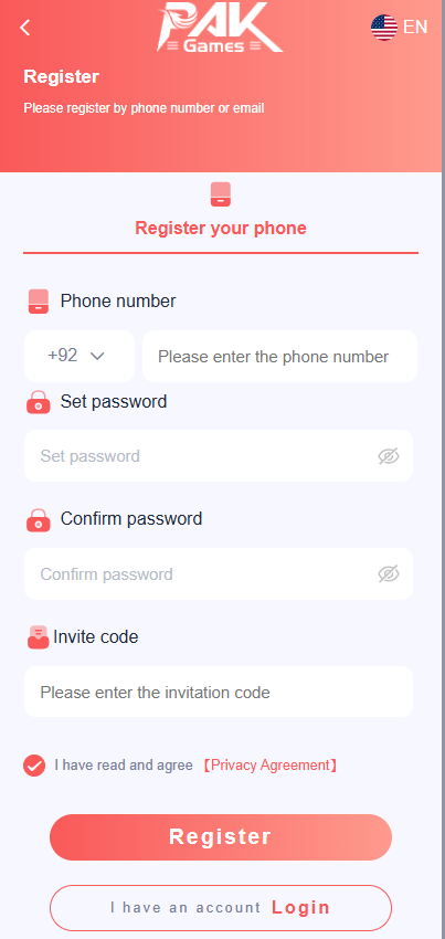 pak game Register